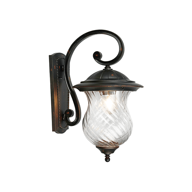 DH-8671(17#) Outdoor Wall Light Fixture for Exterior Aluminum Housing With Optic Twist Glass Shade